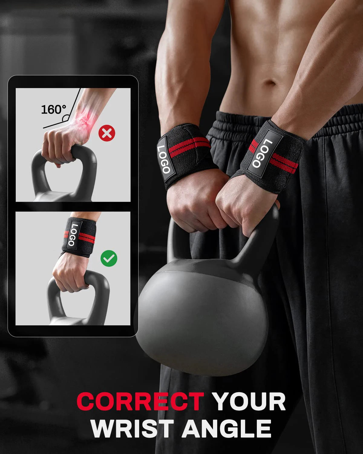 1 Pair Weight Lifting Wrist Wraps