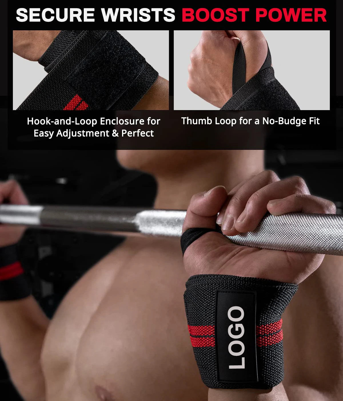 1 Pair Weight Lifting Wrist Wraps